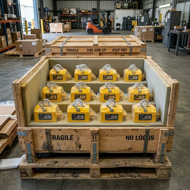 Export packaging in wooden crate.